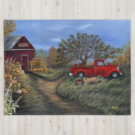 Red Truck Fall Throw Blanket