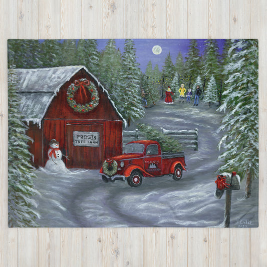 Red Truck WinterThrow Blanket